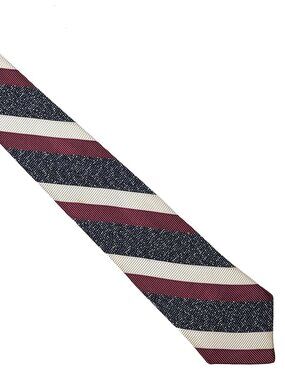 Vintage Pilgrim Cravats Blue Purple White Striped Slender Tie Necktie 2.75 x 56